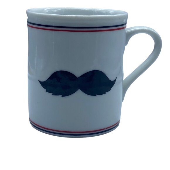 Vtg Retro Mustache Ceramic Coffee Mug Cup Stripes 3.5" - Picture 3 of 6
